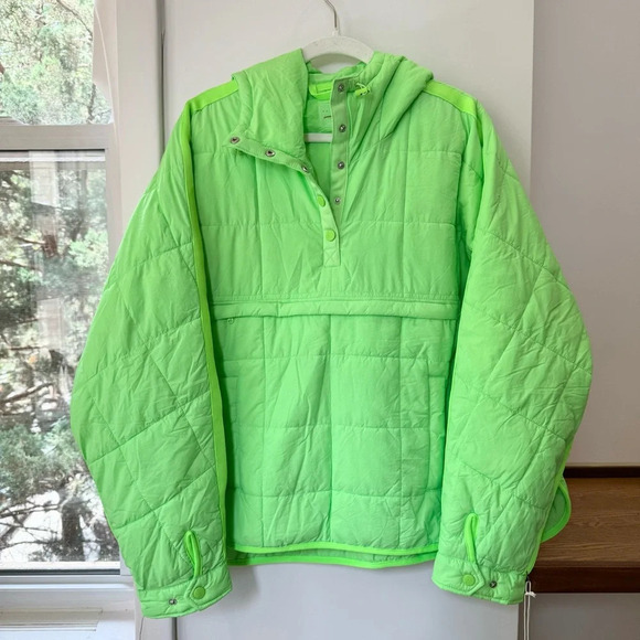 NWT Free People Pippa Packable Pullover Puffer Jacket Lime Green Large - Picture 3 of 9